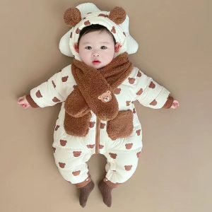 ست کاپشن سرهمی با شال گردن تدی